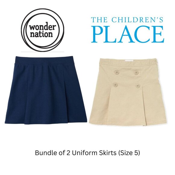 Bundle of School Uniform Skirts Navy Khaki Girls Size 5 - Picture 1 of 9
